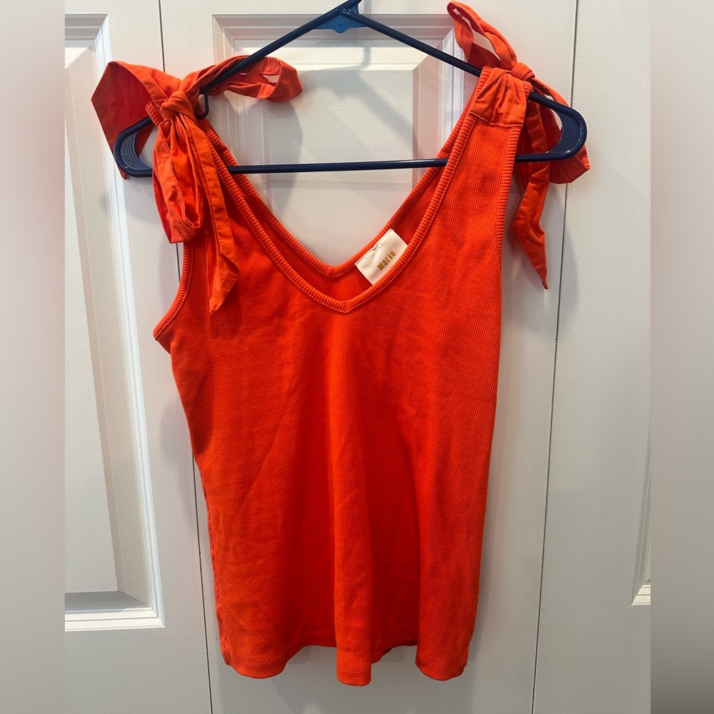 Orange Maeve bow tie tank from Anthropologie size small